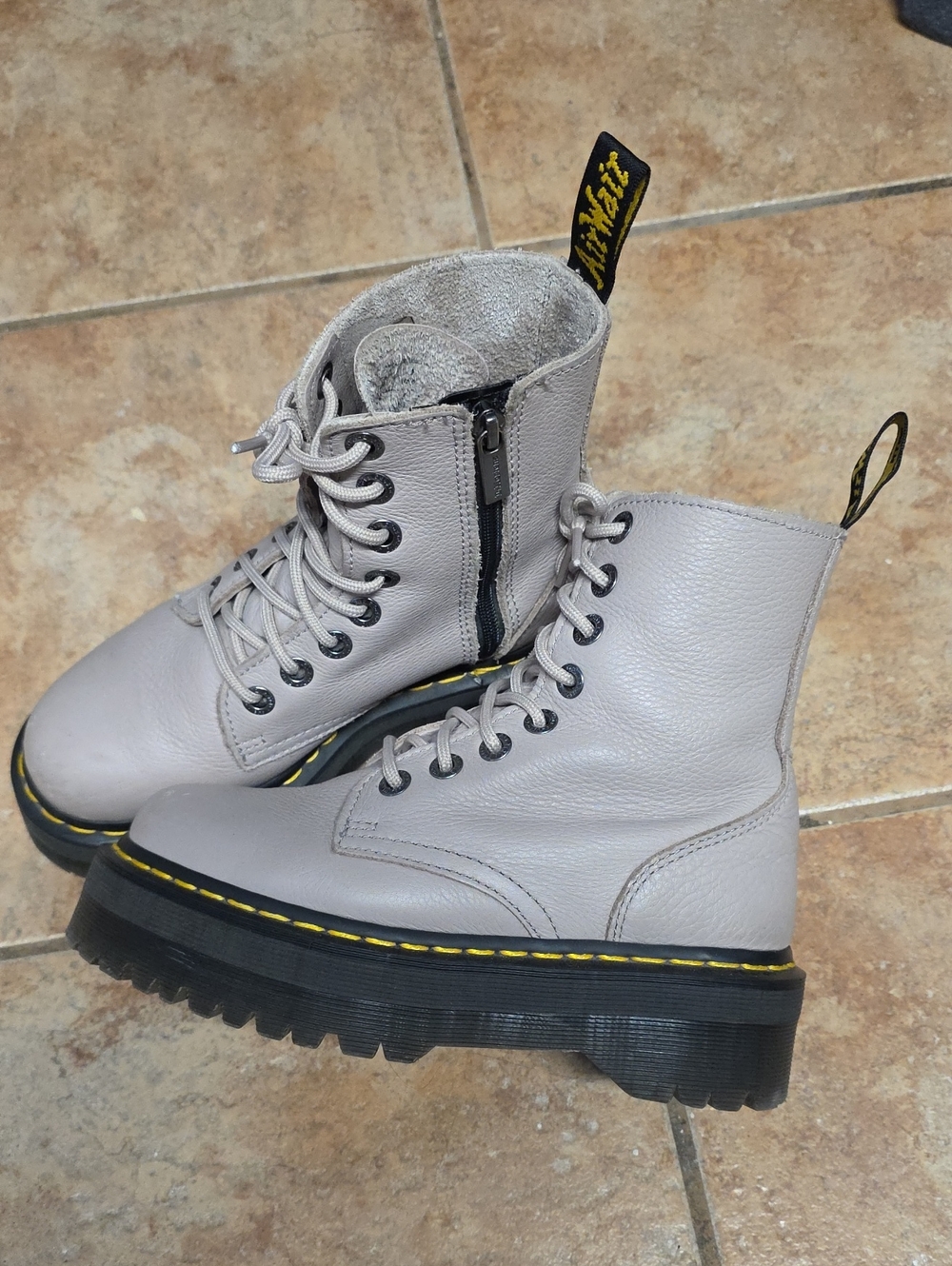 Dr. Martens Chunky Sole Jadon Leather Boots With Zippers And Lace Size 37 Or 6